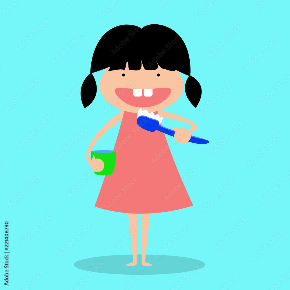 kid brushing teeth. vector illustration. kid brushing teeth. vector illustration.