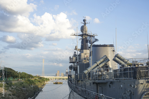 battleship and sky background