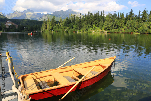 Nice boat on mountain lake