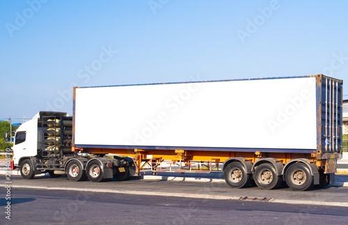 Truck container with blank space for advertising,transportation and logistic concept.