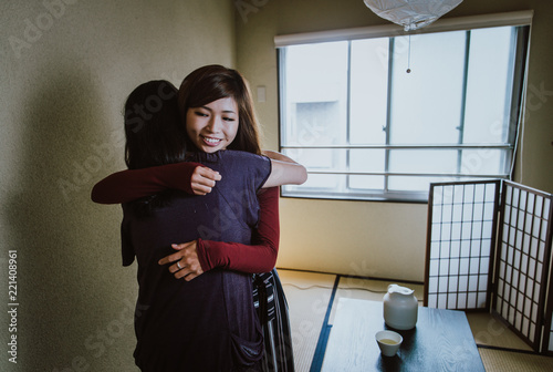 Mother and daughter lifestyle moments at home photo