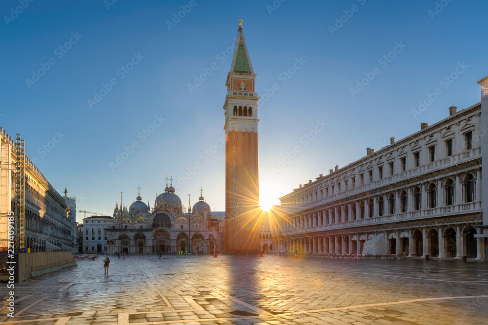 Piazza San Marco at sunrise, Venice, Italy. 