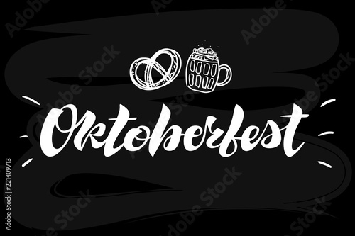 Oktoberfest simple white lettering on a black chalk board