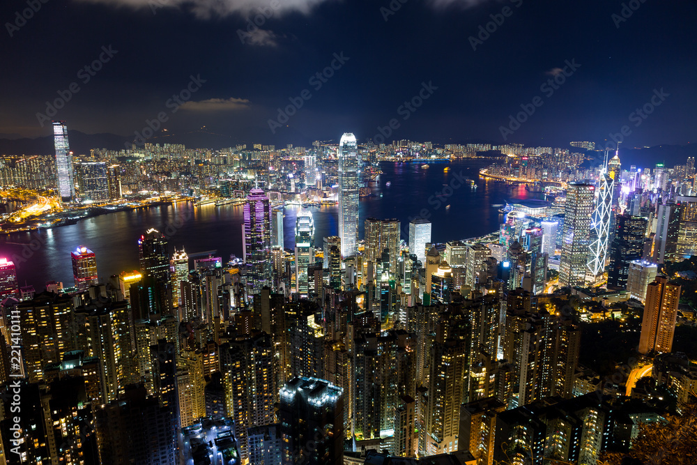 Hong Kong skyline in the evening