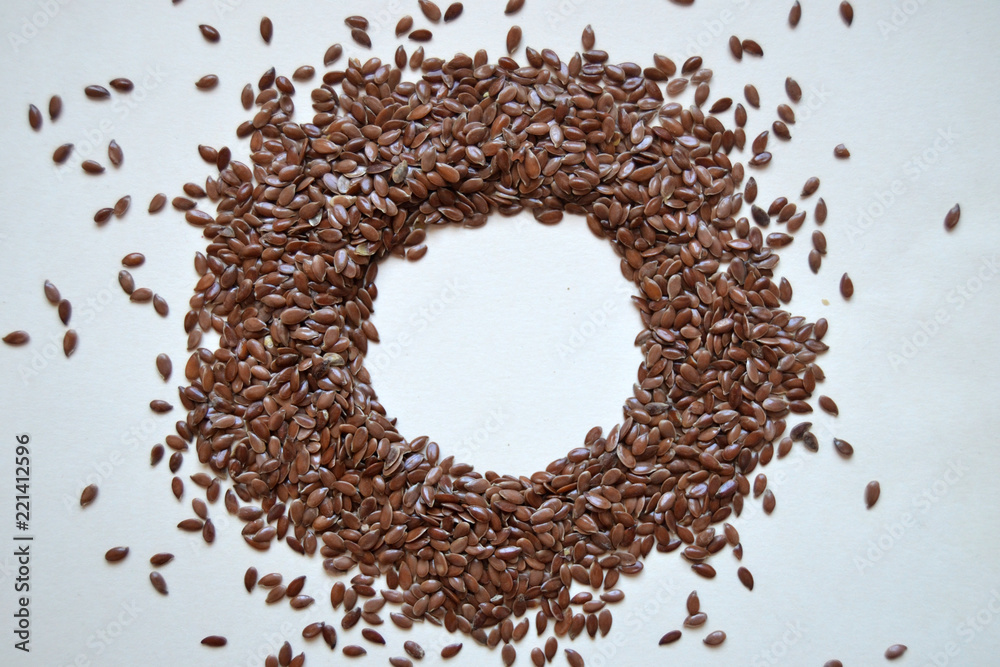 linen seeds on the white background linen seeds on the white background