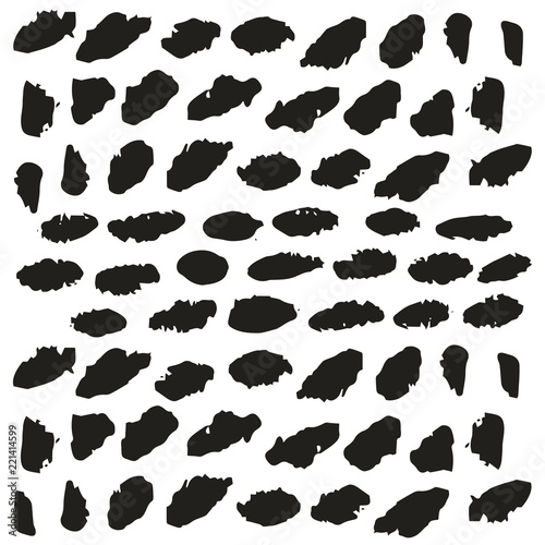 Collection of hand drawn spot and blots. Ink texture. Isolated.