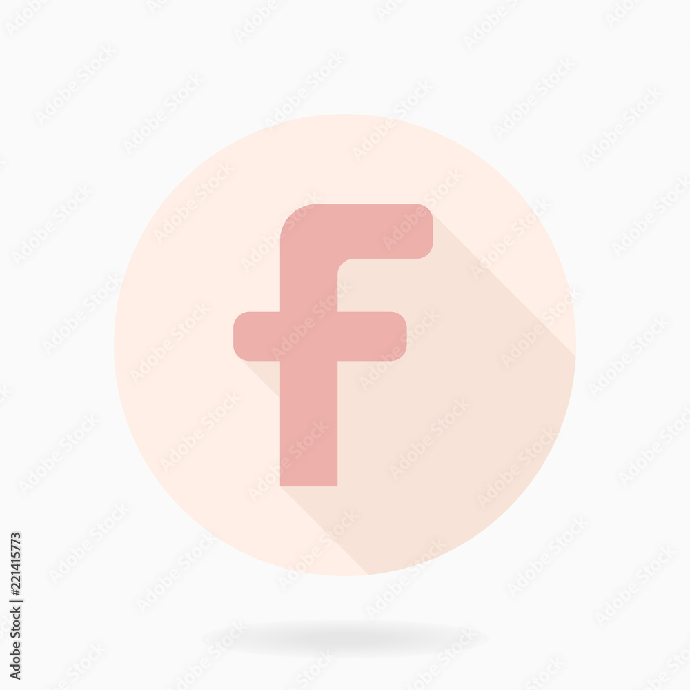 Obraz premium Fine pink letter F in the circle. Flat design and long shadow