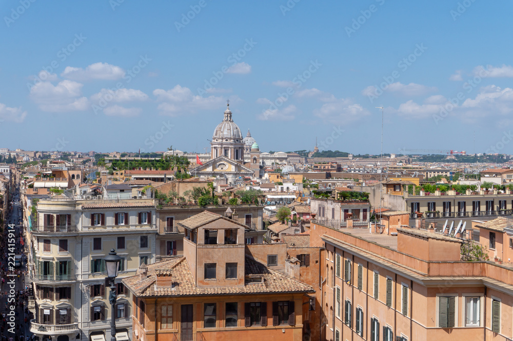 Fototapeta premium View of Rome’s city from Trinita dei Monti church, Rome, Italy