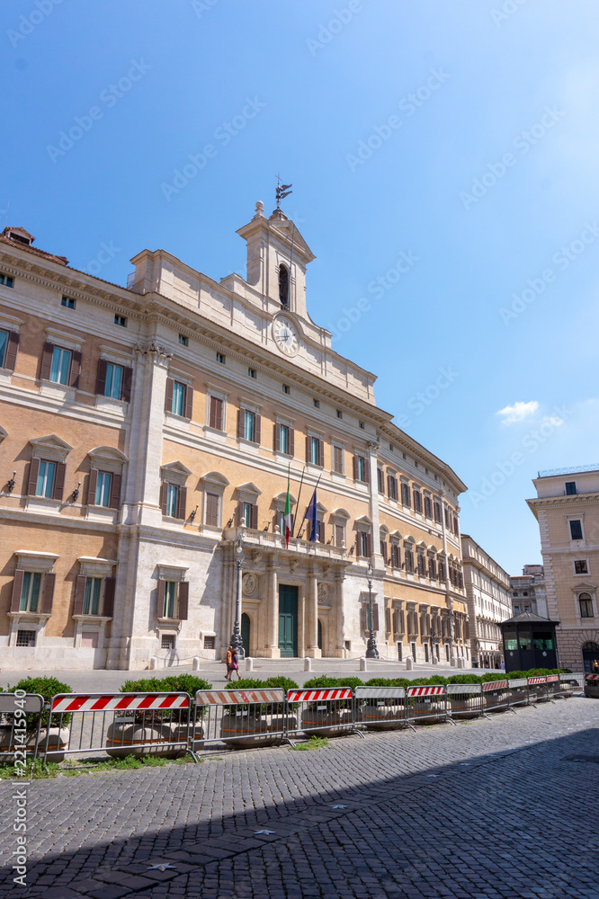 View of the Palazzo Montecitorio on Piazza Montecitorio in Rome, italy