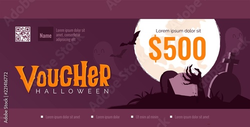 Halloween gift voucher template. Vector illustration