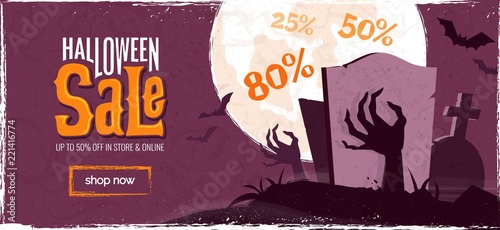 Halloween sale spooky background. Vector illustration