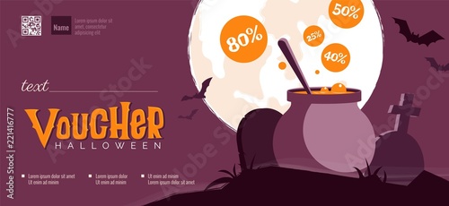 Halloween gift voucher template. Vector illustration
