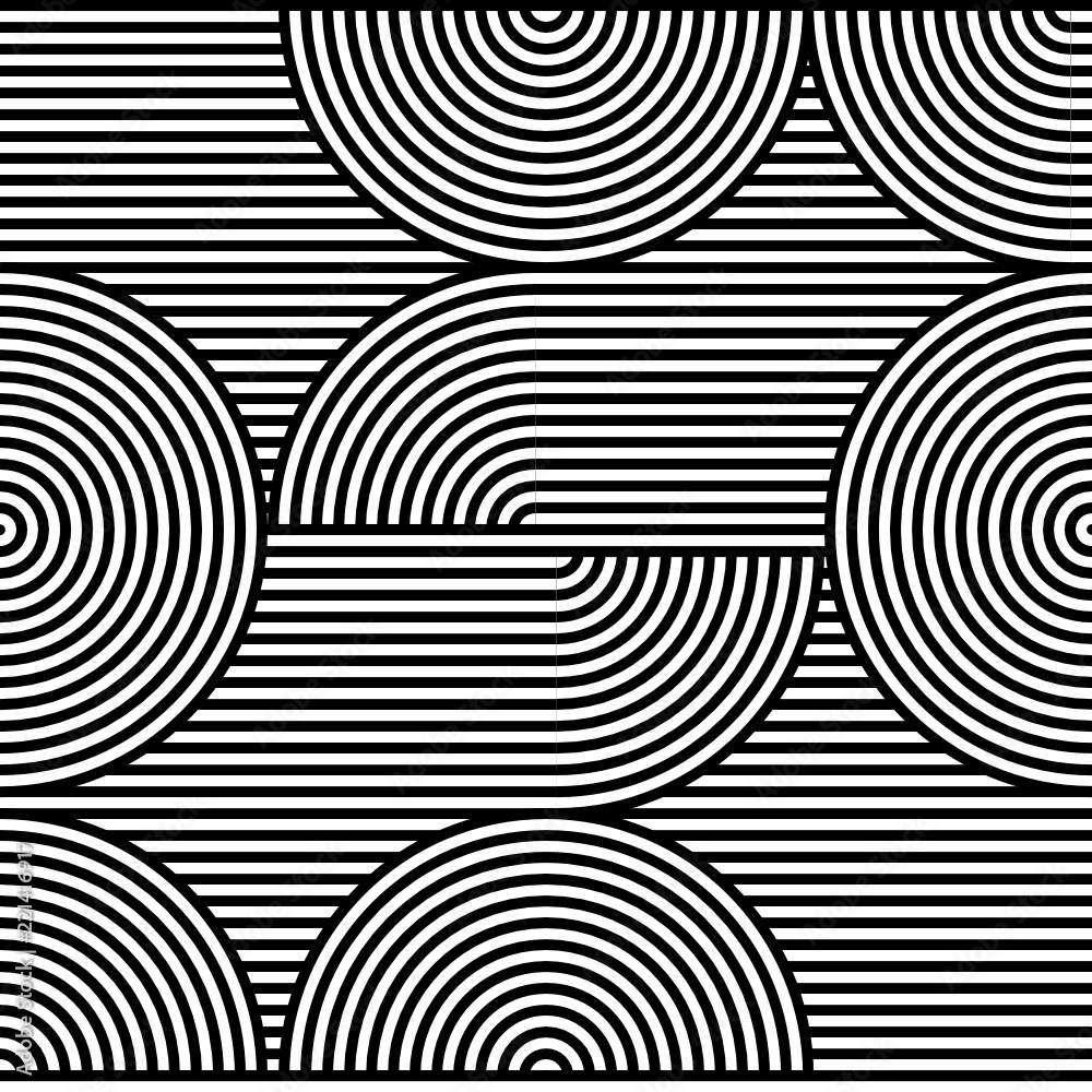 Abstract vector seamless op art pattern. Black and white pop art, graphic  ornament. Optical illusion. Stock Vector | Adobe Stock