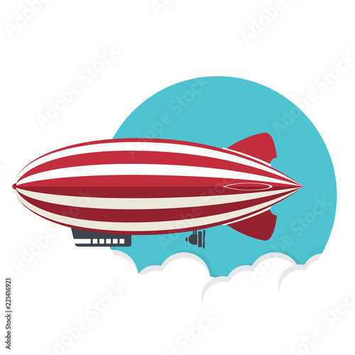 Blimp, Zeppelin, Airship icon, flat style