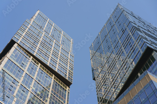 Moscow-City skyscrapers made of glass and metal. This is modern business district of Moscow photo