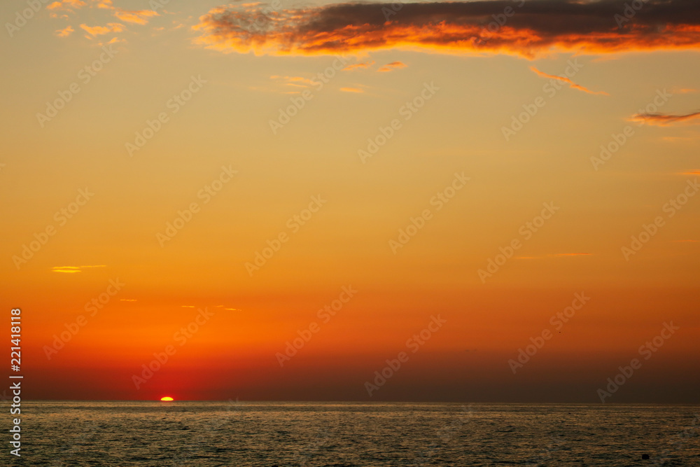 Rays of sunset on the black sea