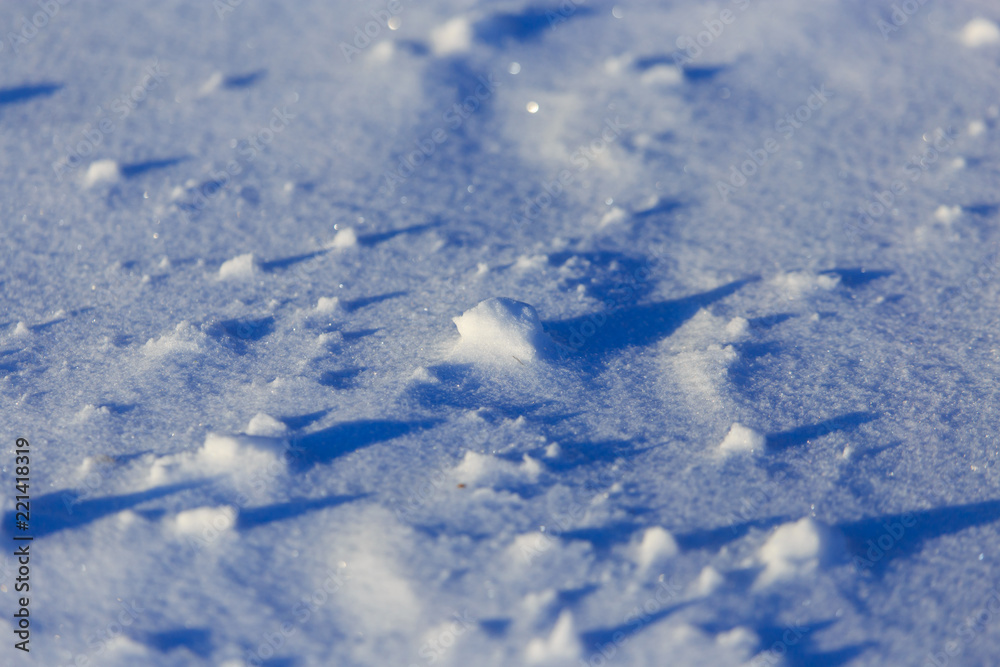 Cold snow on nature in winter as background Cold snow on nature in winter as background