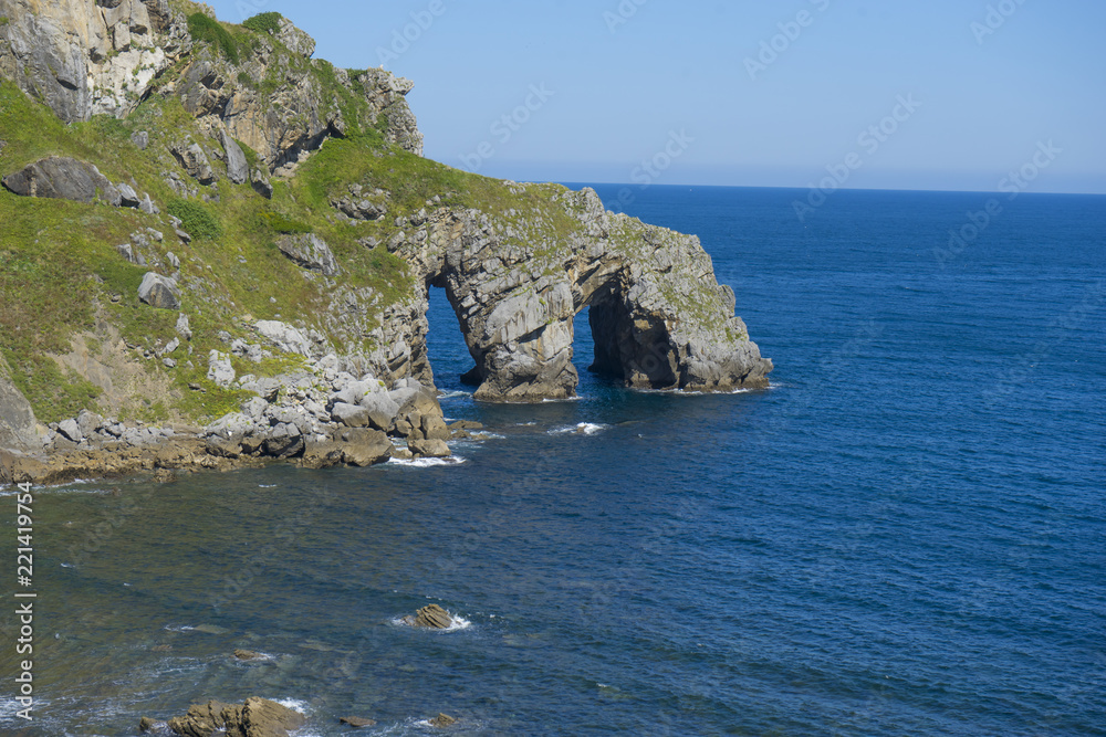 Fototapeta premium San Juan Gaztelugatxe island view, basque country, historical island with chapel in Northern Spain