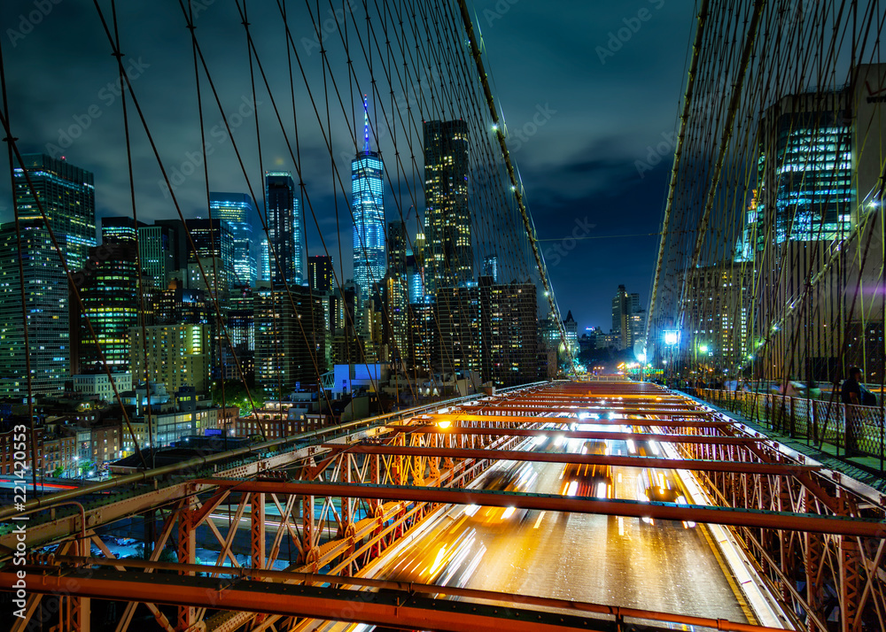 Manhattan from the Brooklyn Bridge at Night