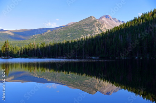 Bear Lake and reflection with mountains  Rocky Mountain National Park in Colorado  USA.