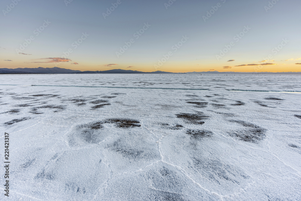 Sunset in Salinas Grandes in Jujuy, Argentina. Sunset in Salinas Grandes in Jujuy, Argentina.