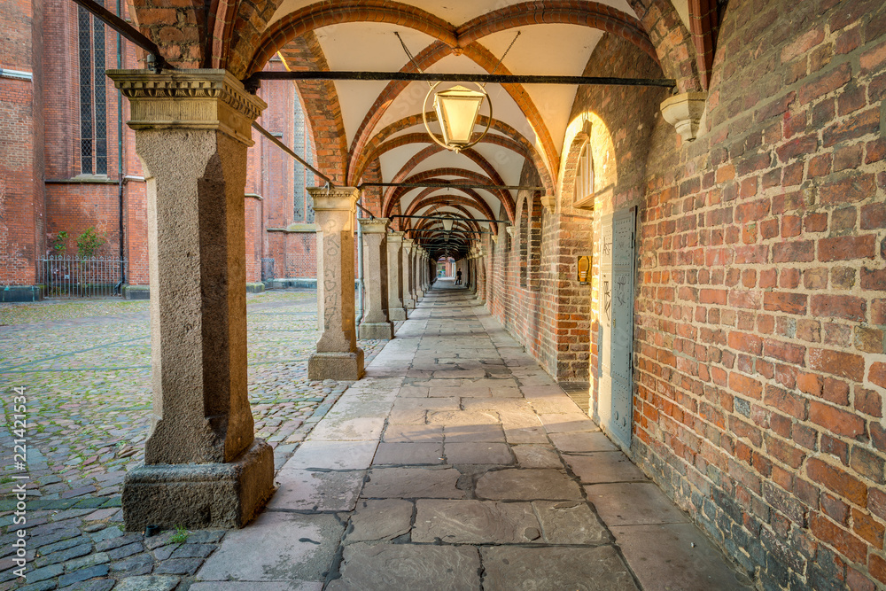 Backyard passage in Luebeck, Germany.