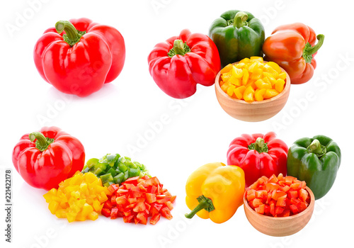 Set of pepper isolated on white background