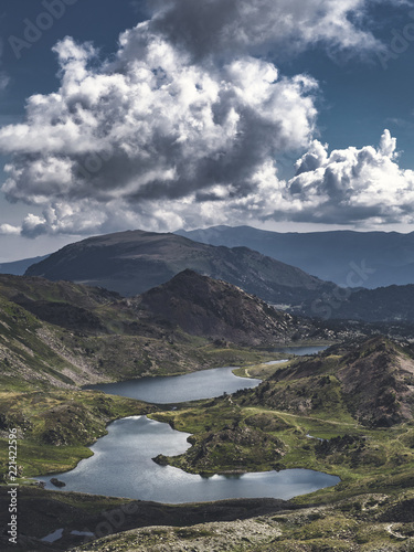 Beautiful scenery of some of the lakes of "Le Carlit" in the French Pyrenees