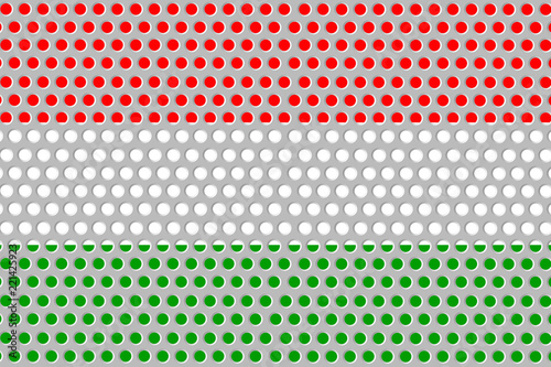 Flag of Hungary on a metal wall background.