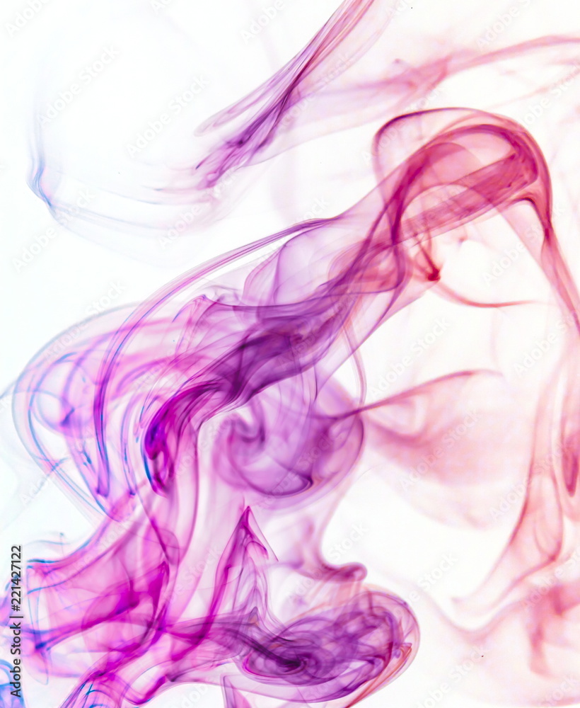 Colored smoke on white background