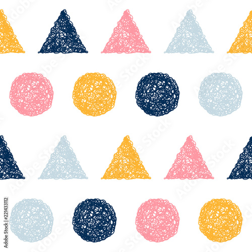 Abstract handmade seamless pattern background. Childish handcrafted wallpaper for design card, baby nappy, diaper, scrapbook, holiday wrapping paper, textile, bag print, t shirt etc.