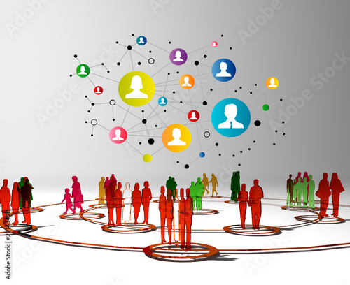 Computer graphic of social network. 3D illustration. photo