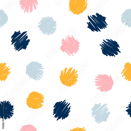 Abstract handmade seamless pattern background. Childish handcrafted wallpaper for design card, baby nappy, diaper, scrapbook, holiday wrapping paper, textile, bag print, t shirt etc.