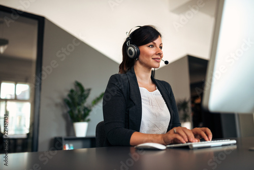 Slika na platnu People, online service, communication and technology concept.