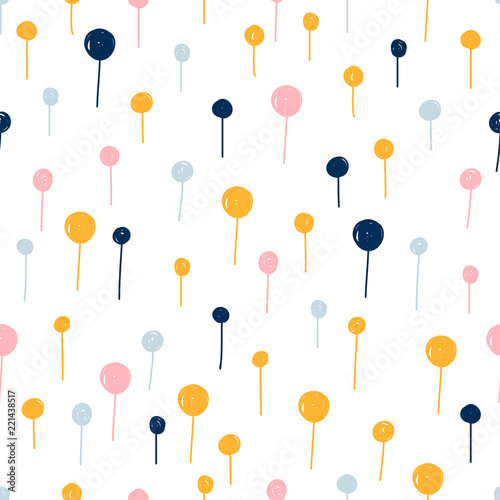 Abstract handmade seamless pattern background. Childish handcrafted wallpaper for design card, baby nappy, diaper, scrapbook, holiday wrapping paper, textile, bag print, t shirt etc.