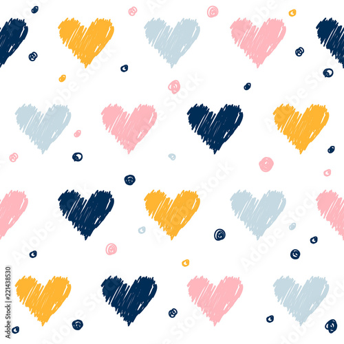 Abstract handmade seamless pattern background. Childish handcrafted wallpaper for design card, baby nappy, diaper, scrapbook, holiday wrapping paper, textile, bag print, t shirt etc.