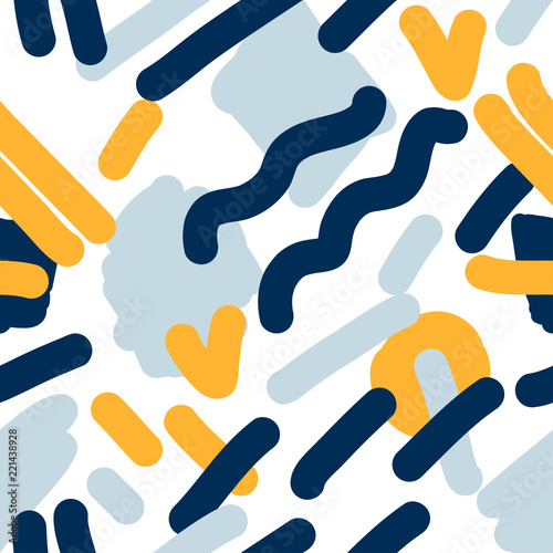 Abstract handmade seamless pattern background. Childish handcrafted wallpaper for design card, baby nappy, diaper, scrapbook, holiday wrapping paper, textile, bag print, t shirt etc.