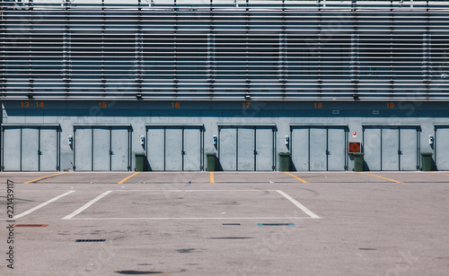 Tableau sur toile The National Autodrome of Monza - Pit Stop Lines and Garage Area in an Empty Race Track - Monza Circuit in Lombardy - Italy 2