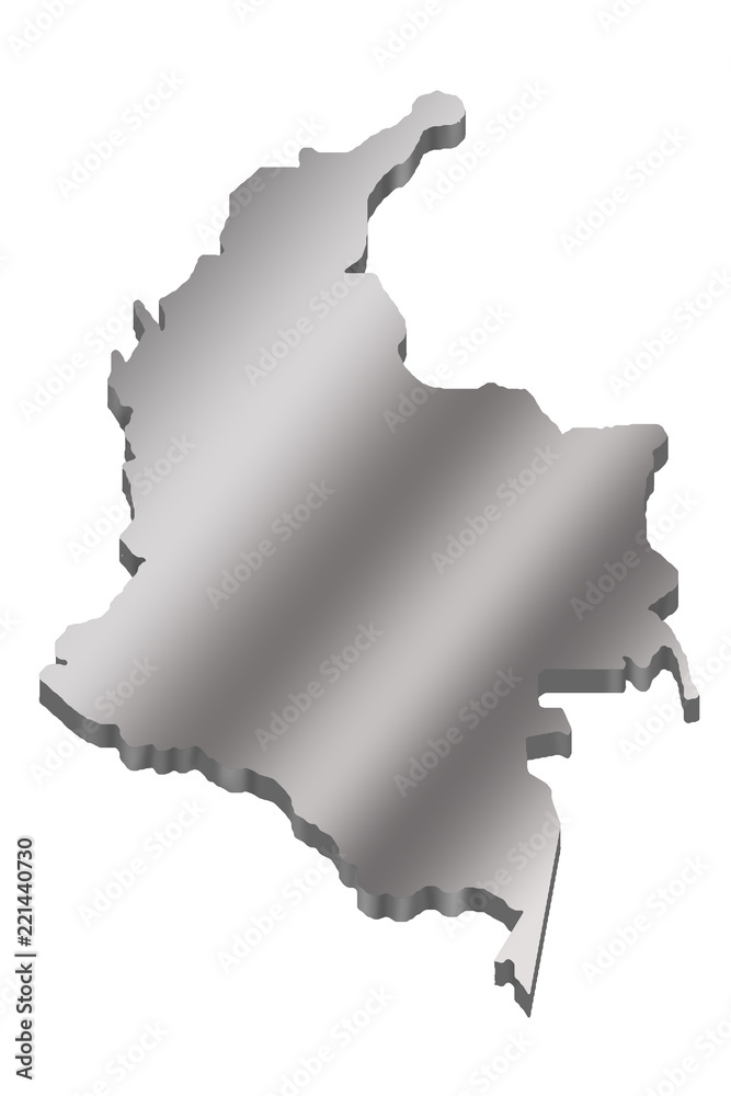 3 d map of Colombia with a metal gradient