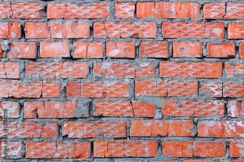 Textured red brick of old wall. Abstract brick wall background