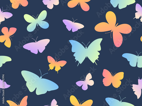 Vector illustration seamless colorful butterfly pattern background