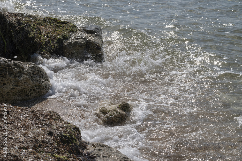 waves on the rocky coast
