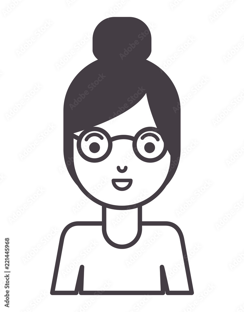 beautiful and young woman with glasses character beautiful and young woman with glasses character