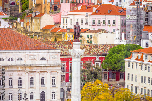 Lisbon, the Portuguese capital: Bird's eye view of Praça Dom Pedro IV, Praça do Rossio