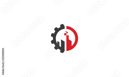 Gear building factory logo icon vector