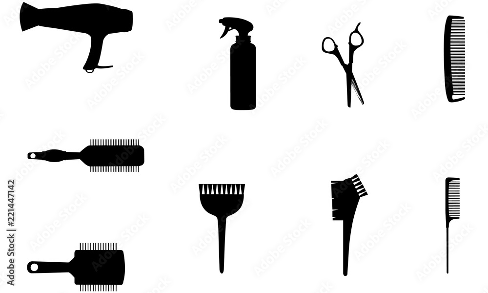 Hairdresser Tools Silhouette, SVG, cricut Clipart, Vector, eps, cut