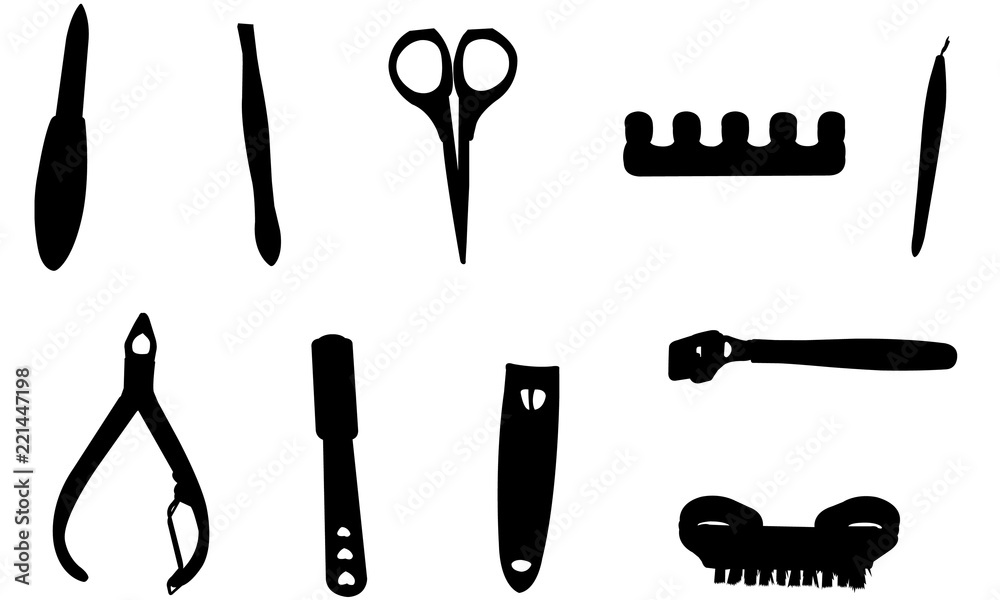 Nail salon manicure pedicure studio doodle icon set Stock Vector | Adobe  Stock