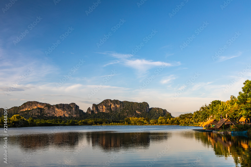 Landscape of lake and hut in countryside of Thailand. Landscape of lake and hut in countryside of Thailand.