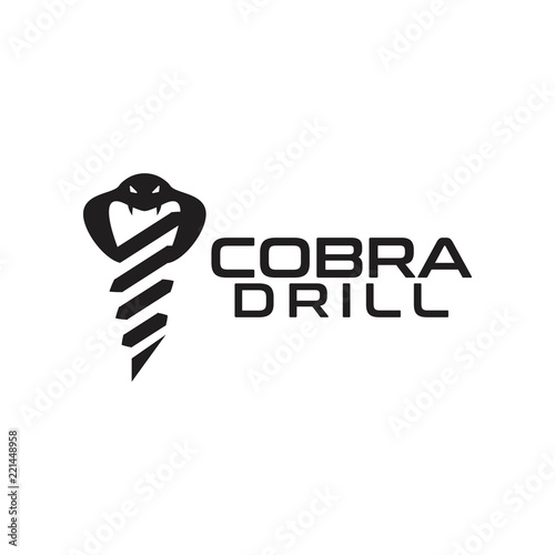 Cobra and drill logo design template vector
