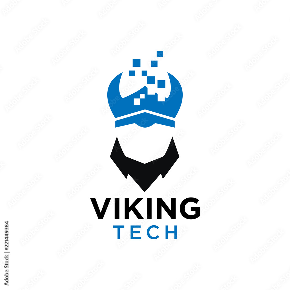 Obraz premium Simple viking tech negative space logo design